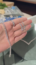 Aviola bridal tennis necklace jewelry set with elegant crystal shine