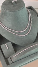 Luxury bridal jewelry set with double layer tennis necklace earrings bracelet and ring