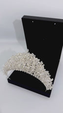 Aurelia Pearl Bridal Crown – Luxury Wedding Tiara with Crystals