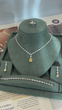 bridal wedding jewelry set yellow teardrop crystal necklace earrings bracelet ring luxury bride