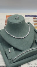 Sorrento Bridal Wedding Jewelry Set – Round Cut Tennis Necklace Earrings Bracelet Ring
