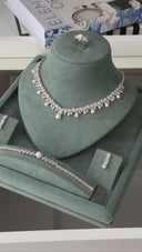 Elegant bridal pearl jewelry set with floral zircon necklace earrings bracelet and ring
