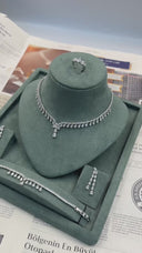 Bridal Wedding Jewelry Set Teardrop Necklace Earrings Bracelet Ring Elegant Zircon