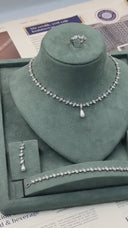 Luxury bridal jewelry set with pearl drop necklace earrings bracelet and ring