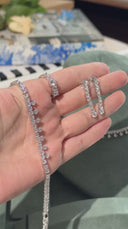 Liora Bridal Wedding Jewelry Set Tennis Necklace Crystal Drop Earrings Bracelet Ring Elegant Bride Jewelry