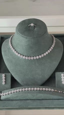 Luxury bridal jewelry set with round cluster necklace earrings bracelet and ring