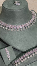 Luxury bridal pearl drop jewelry set with crystal zircon necklace earrings bracelet and ring