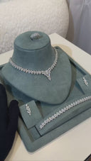 Elegant bridal jewelry set with floral zircon necklace earrings bracelet and ring