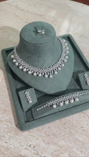 Aviola bridal pearl necklace jewelry set with crystal floral design and elegant shine