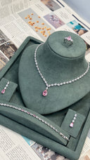 Rosavelle pink Swarovski zirconia bridal necklace set elegant wedding jewelry for bride