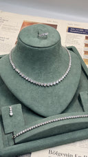 Sorrento Bridal Wedding Jewelry Set – Round Cut Tennis Necklace Earrings Bracelet Ring