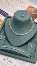 Sorrento Bridal Wedding Jewelry Set – Round Cut Tennis Necklace Earrings Bracelet Ring