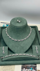 Elegant pearl wedding necklace set with matching earrings and bracelet bridal accessories