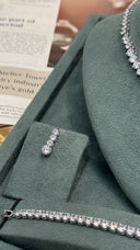 Sorrento Bridal Wedding Jewelry Set – Round Cut Tennis Necklace Earrings Bracelet Ring
