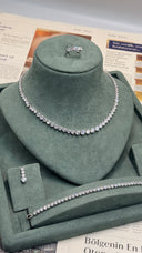 Sorrento Bridal Wedding Jewelry Set – Round Cut Tennis Necklace Earrings Bracelet Ring