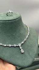 Detailed view of teardrop zirconia necklace for bridal look