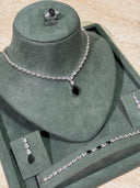 Luxury wedding necklace with black stone teardrop centerpiece for elegant bride