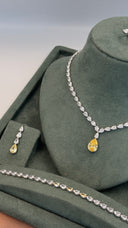 Luxury bridal yellow teardrop jewelry set full display necklace earrings bracelet