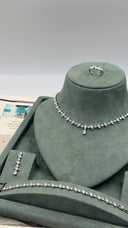 Minimal bridal jewelry set with necklace earrings bracelet and ring